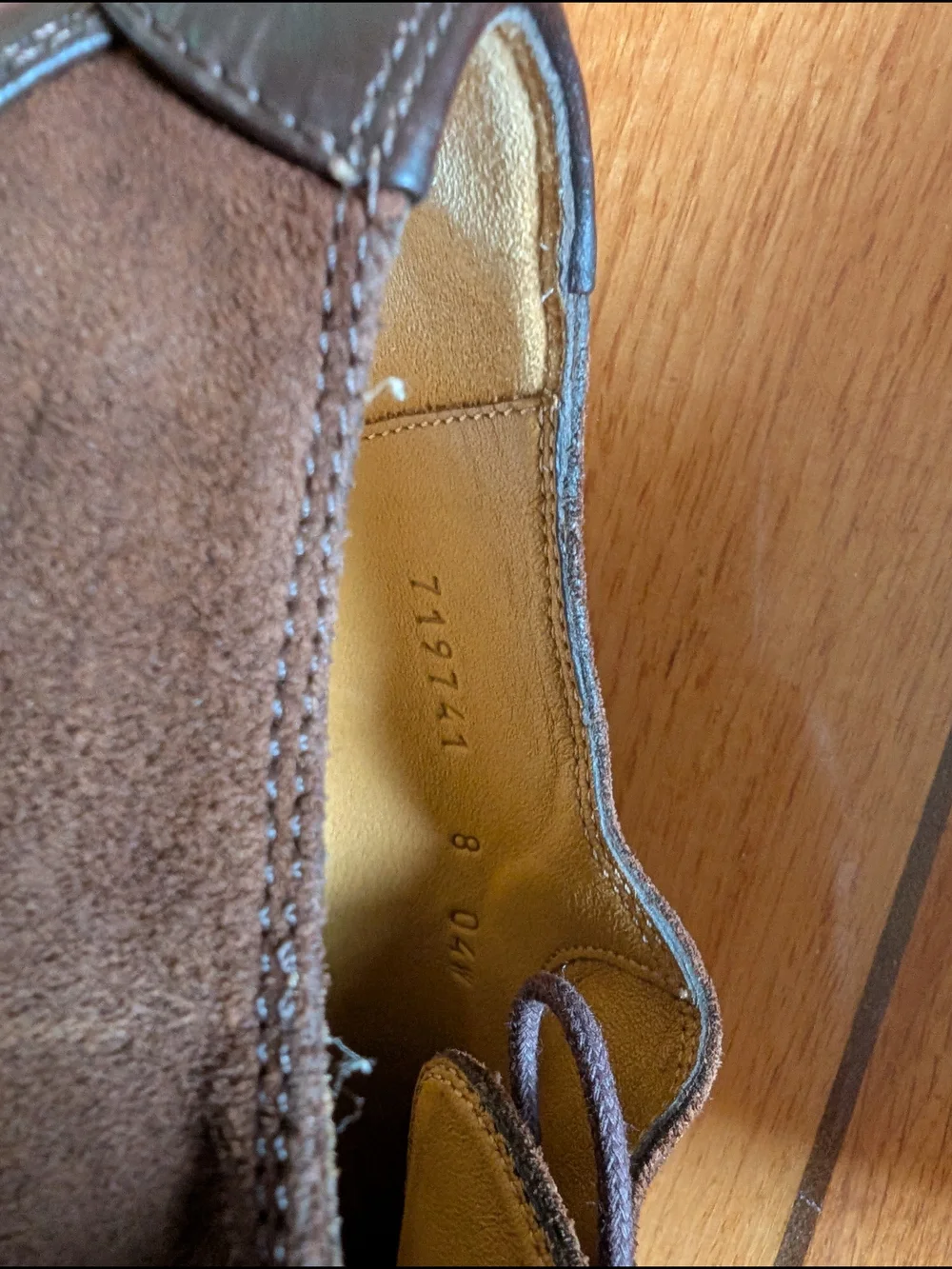 Gucci 719741 Double Panelled Lace-up Shoes Brown Leather Suede Size 8 Mens